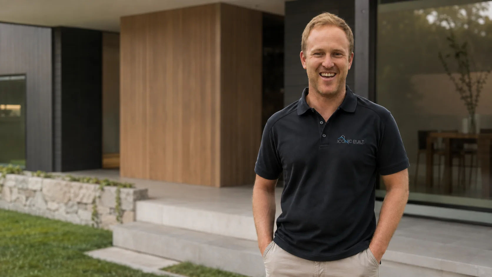 Mick Haeusler outside a completed project