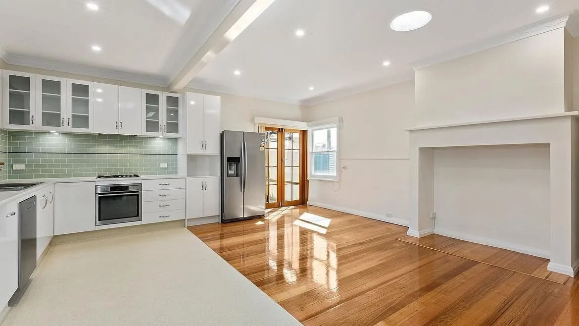 Pitman renovated kitchen and living area, Newcomb